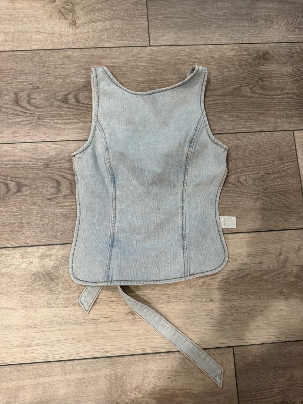 Light Wash Denim Tank Top with Tie Detail